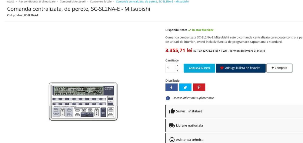 Mitsubishi SC-SL2NA-E Comanda centralizata