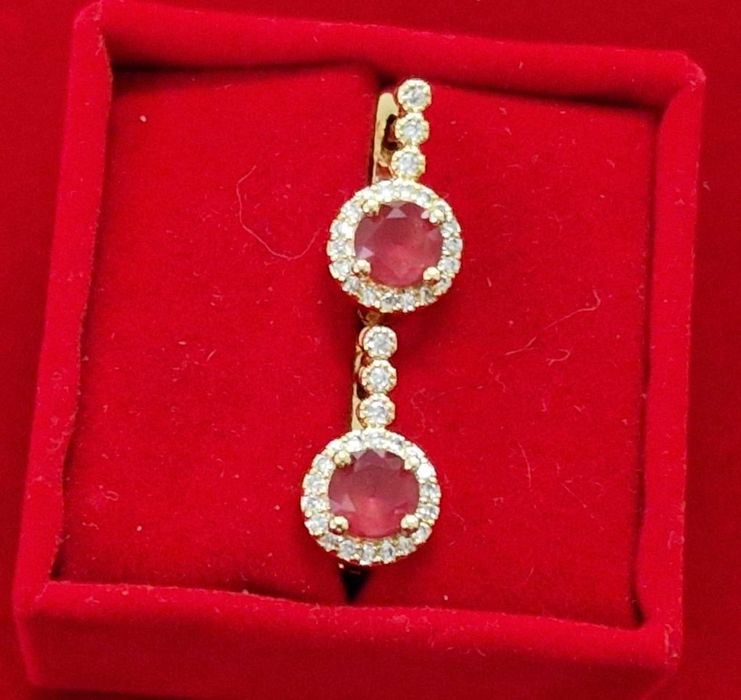 GP102,cercei placati cuar 18k,incuietoare sigura,zirconii rosii/albe