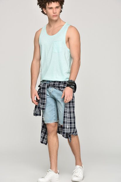 Light Blue Denim Short Bershka