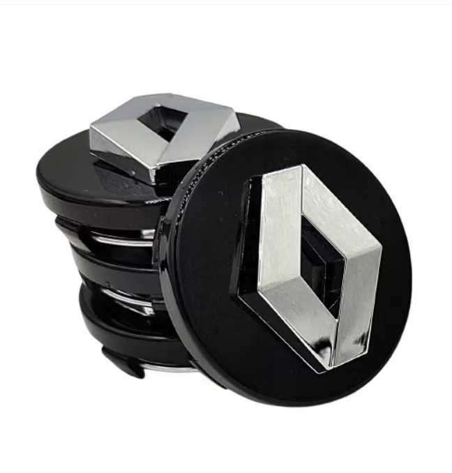 set 4 capace Renault, ARGINTIU/CROM, sau NEGRU/CROM cu inel de fixare