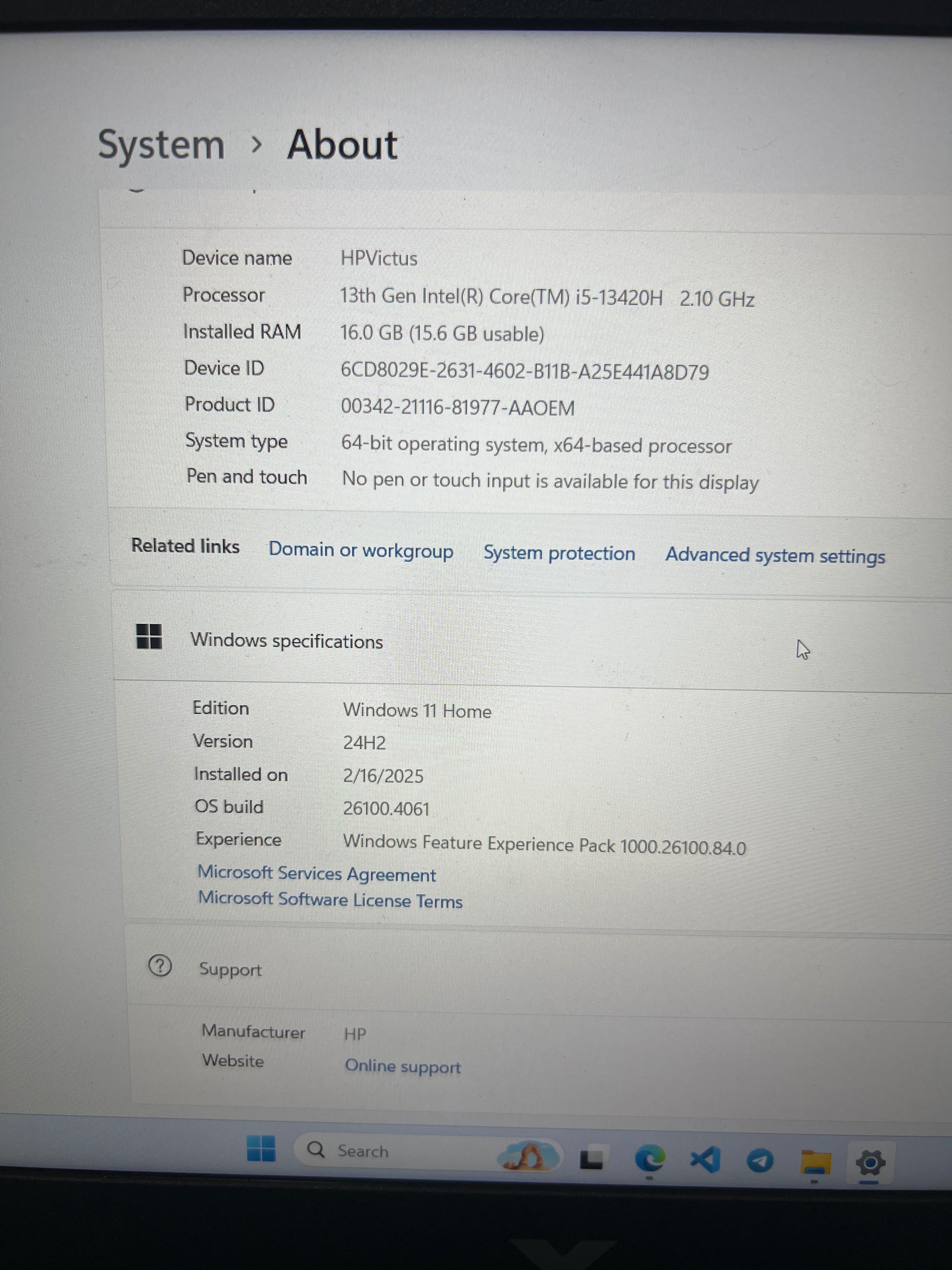 HP Victus 16RAM 6Video Card