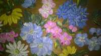 tablou lemn ulei flori