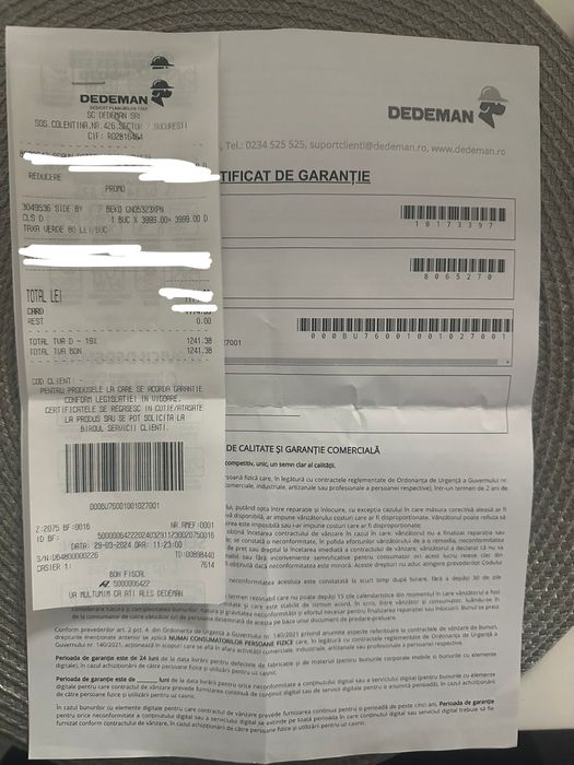 Frigider BEKO side-by-side în garantie