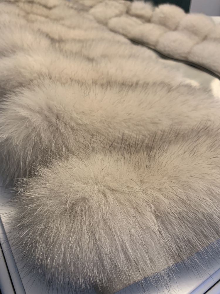 Vesta de blana (vulpe argintie si piele naturala)