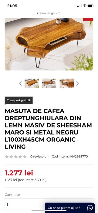 Masa cafea, pentru living. Nouă.
