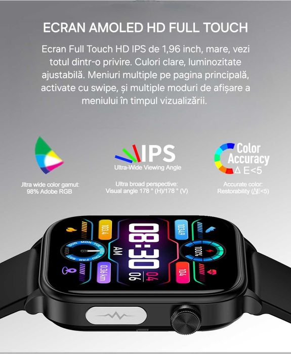 Ceas Smartwatch Medical: glicemie, colesterol, EKG, lipide, termometru