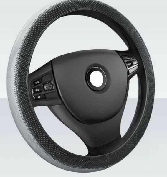 калъф за волан от еко кожа - универсален 37-38см - черно-сив ...