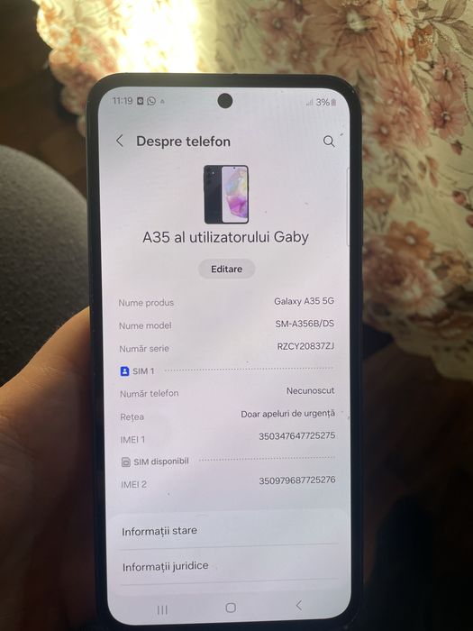 Vand display original cu rama  samsung a35 5g +display honnor x6b