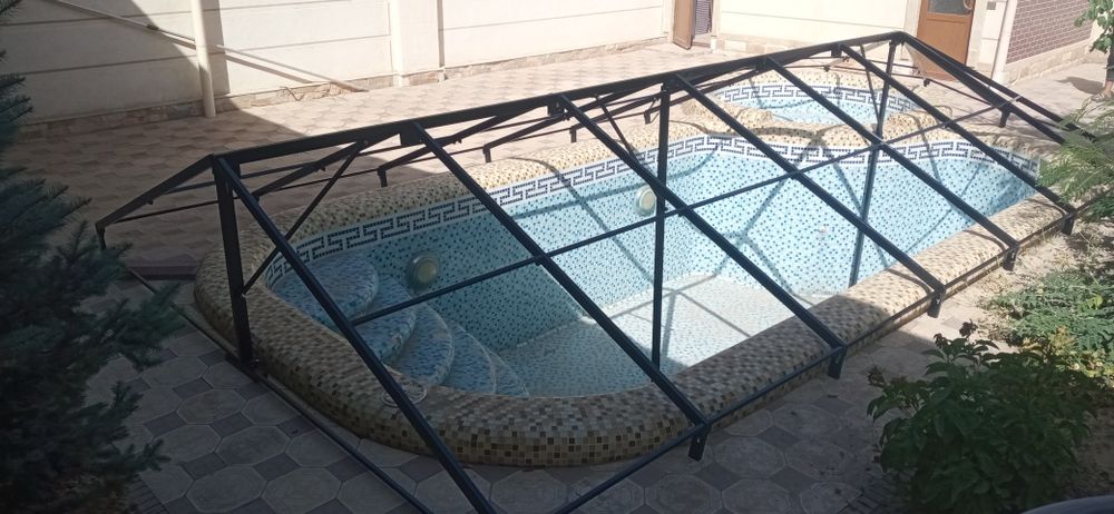 Баннер банер бассейн тент салафан соя сетка установка