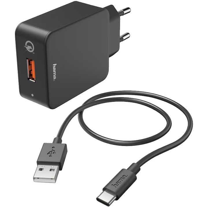 Мрежово зарядно Hama, USB-C, QC 3.0, 3A