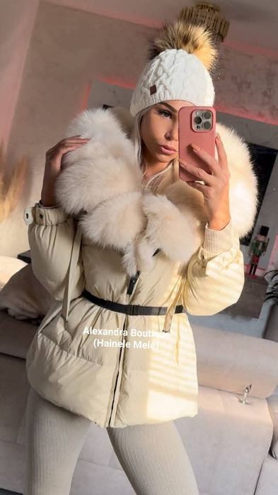 Geaca cu blana naturala de vulpe