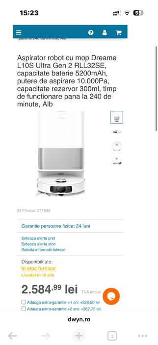 Aspirator robot cu mop dreame L10S Ultra Gen 2 nou sigilat