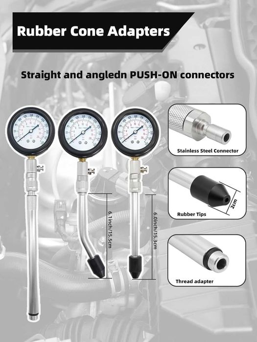 Комплект тестер за компресия бензинови двигатели 0–300 PSI