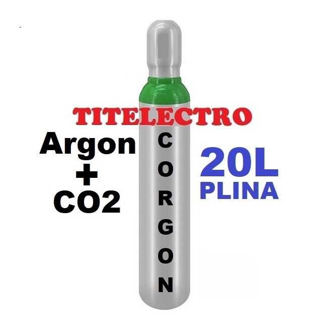 Butelie tub corgon PLINA 20 litri, amestec argon + CO2, sudura MIG-MAG