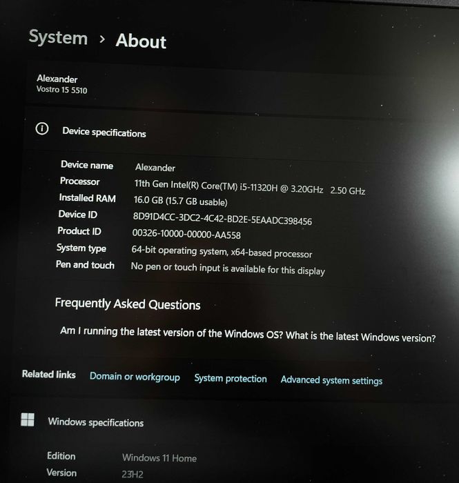 Лаптоп Dell 5510 i5 11th Gen, 16 RAM, Ultrabook