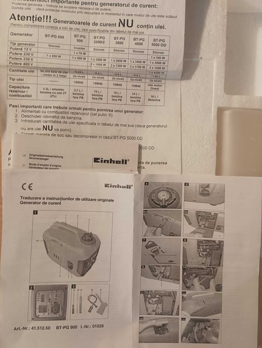 Generator Einhell Inverter compact portabil 0,9KVA nou.