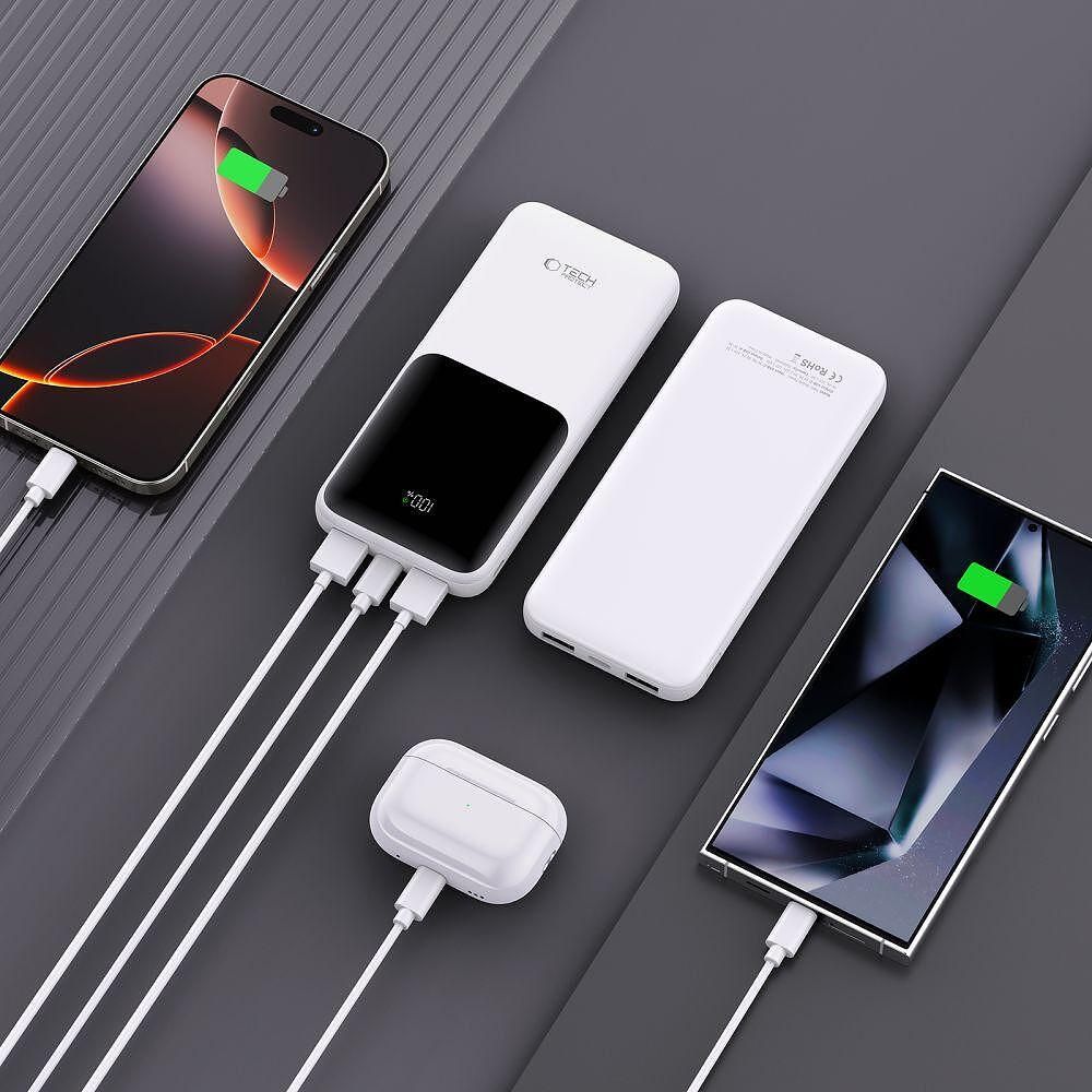 Допълнителна батерия tech-protect pb02 power bank 10000mah 22.5w бяла