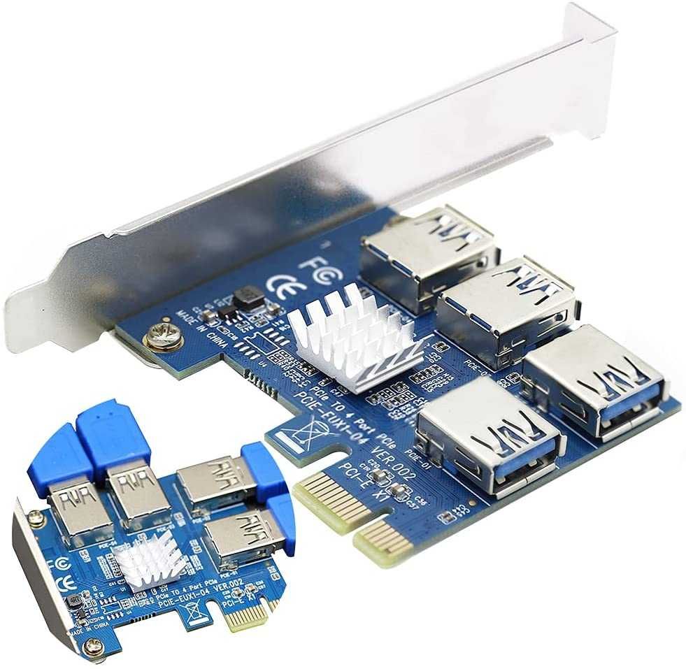 PCI-E to USB адаптер Разветвитель для майнинга PCI-e to 4 USB