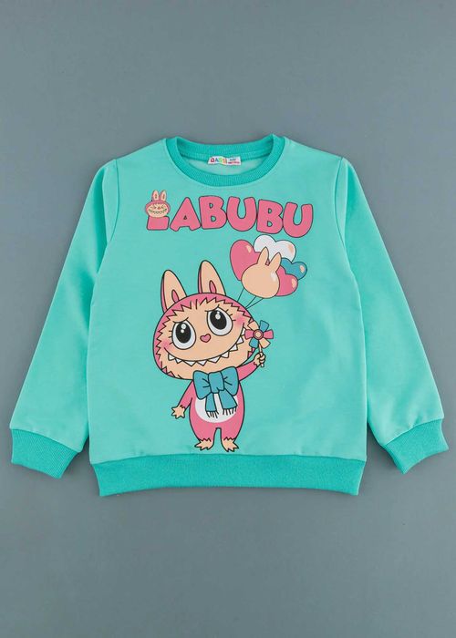 Детска памучна блуза "Лабубу", Синьо-зелен Цвят