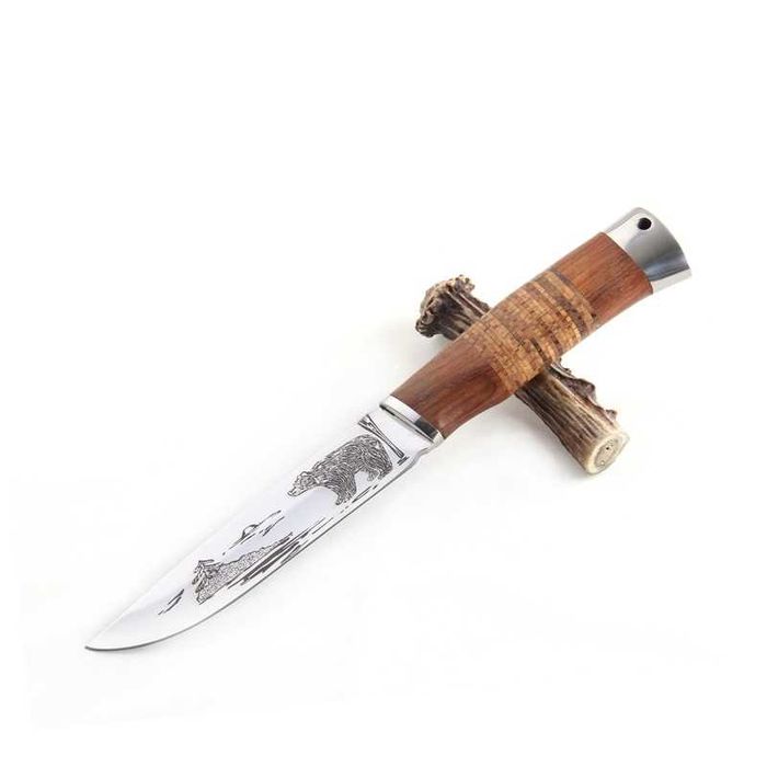 Ловен нож Охотник Мечка с кания (калъф) за носене на колан