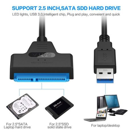 НОВ Кабел USB 2.0 или 3.0 към SATA 2.5 / 3.5 за връзка с HDD SSD Диск