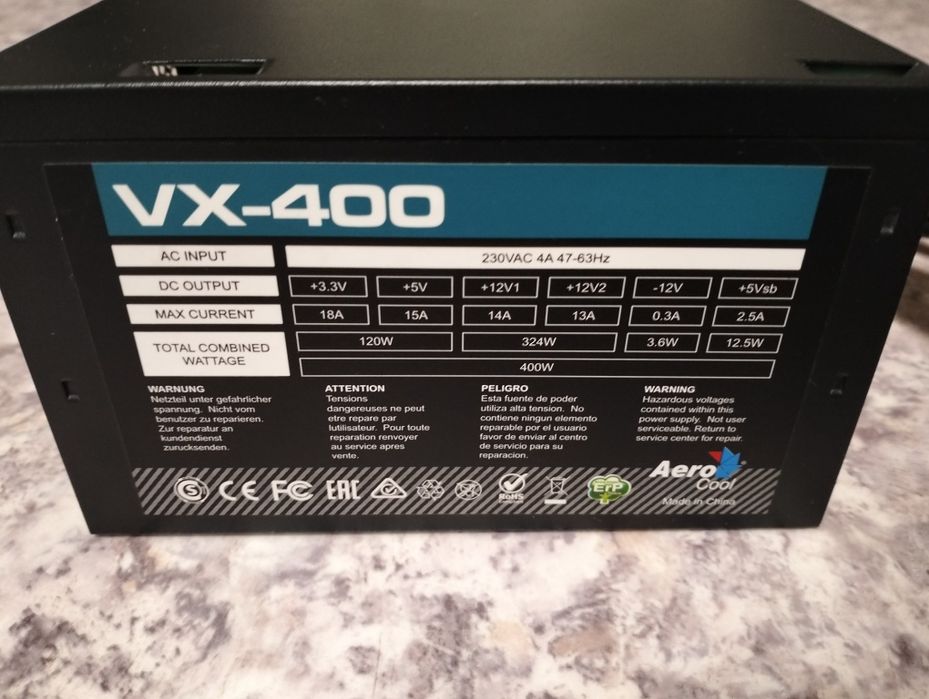Блок питания Aerocool VX400 новый