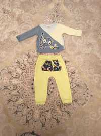 Bluza Du Pareil au même si pantaloni verzi bebelus 80 cm, 18 luni