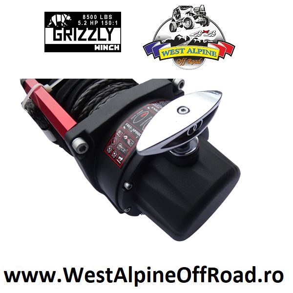 Troliu auto Grizzly Winch 8500lbs cu cablu sintetic (Forta: 3.855kg)
