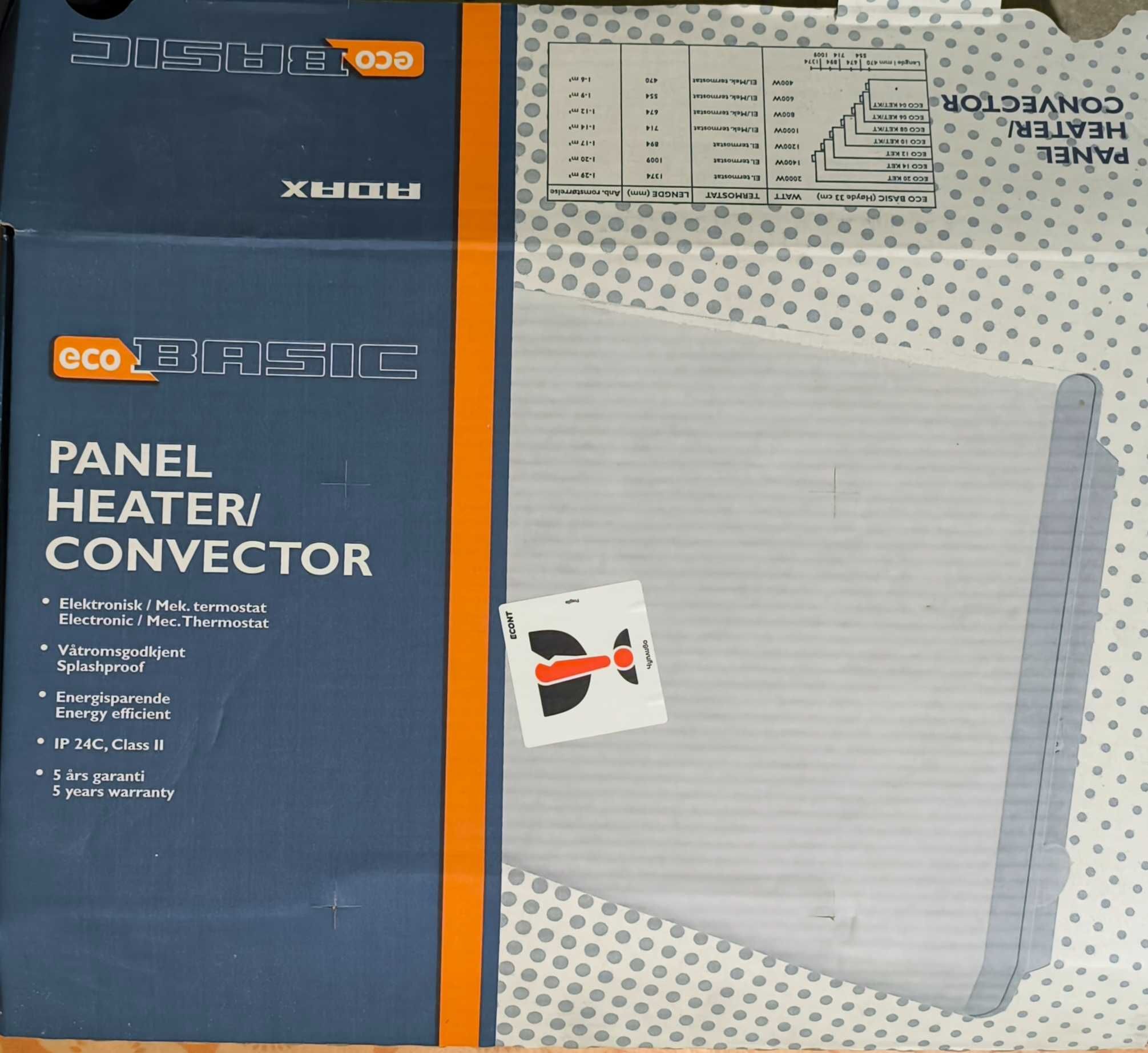 Конвекторна влагозащитена печка Eco Basic ECO04 / 400W