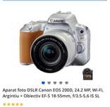 Aparat foto DSLR Canon EOS 200D, 24.2MP, arginti cu maro, plus obiecv
