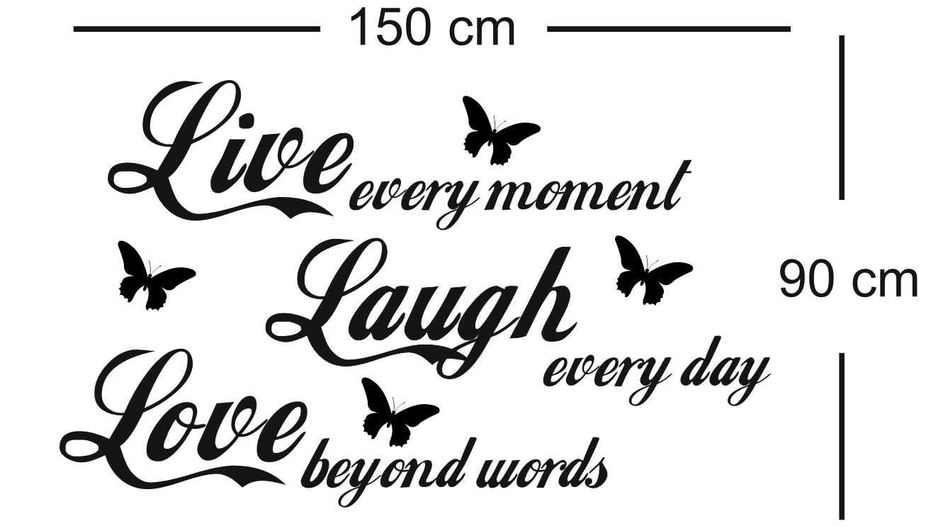 Sticker Decorativ 150 x 90 cm Live Love Laugh