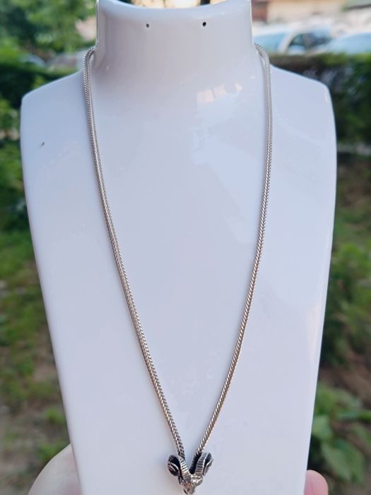 Vechi colier/lant din argint 925, pandantiv in forma de berbec, copii