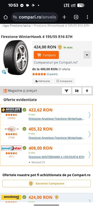 195/55R16 Firestone winterhawk 3 stare impecabila