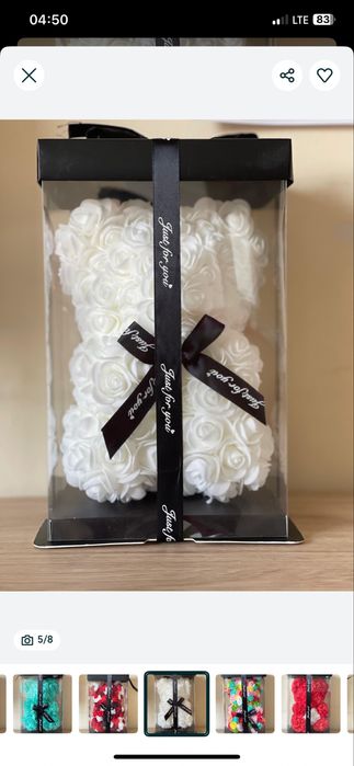 Ursuleț 25 cm din trandafiri de săpun, cadou ideal, culori diverse