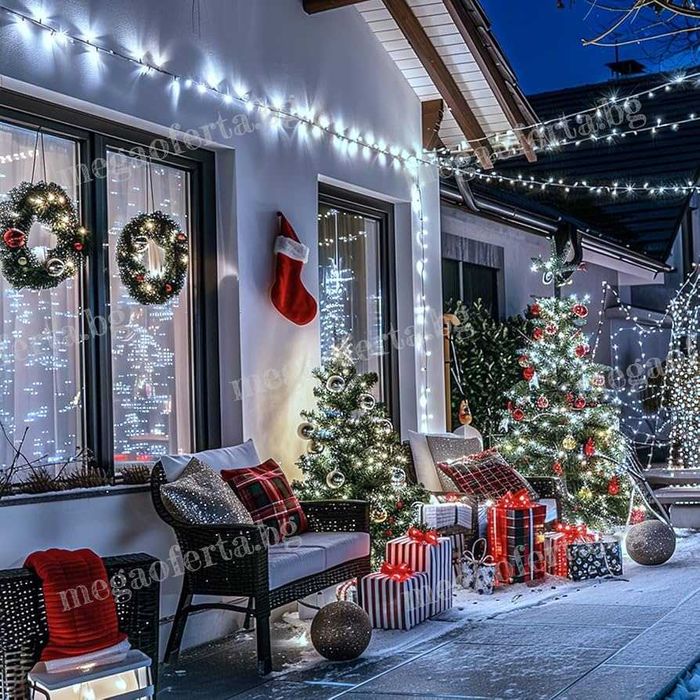 Коледни лампички 50м. с 250 Led диода в студена бяла светлина