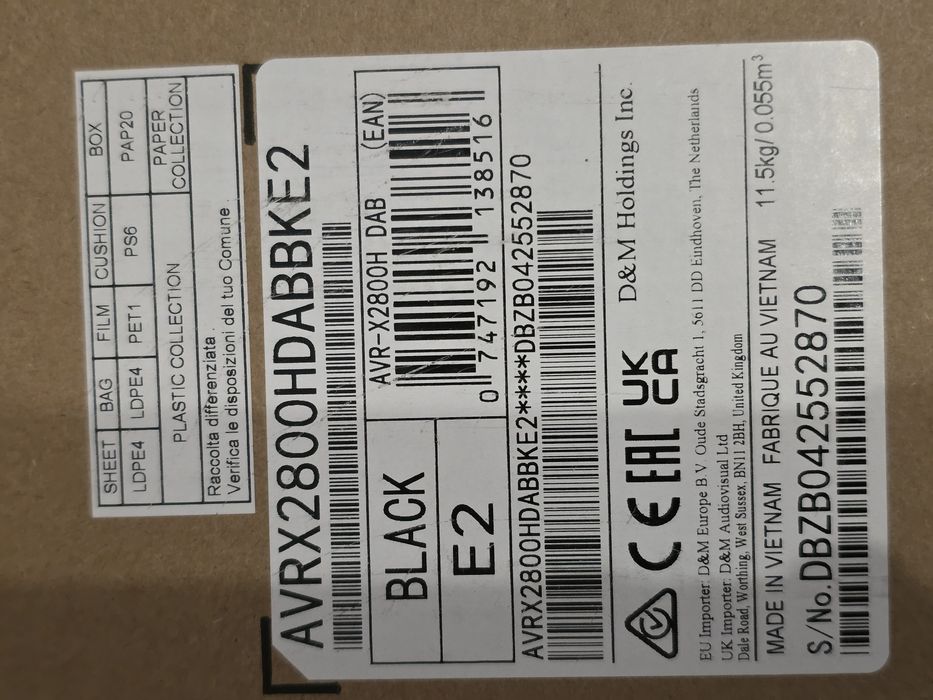 Receiver AV DENON AVR-X2800HDAB, 500W, Bluetooth, Wi-Fi, SIGILAT