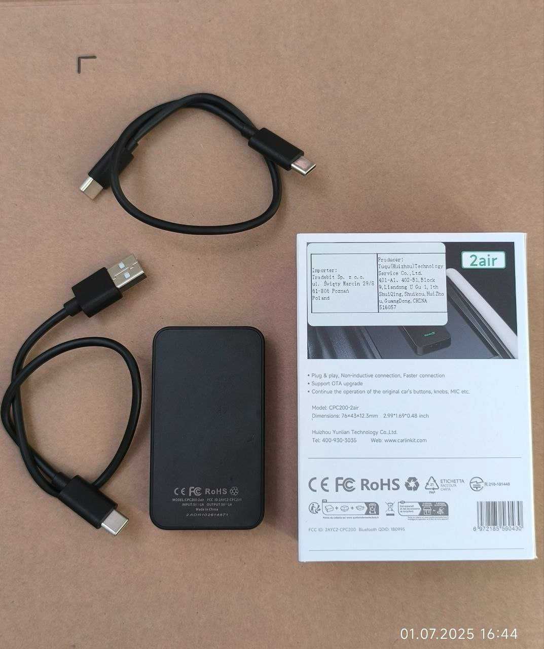 CarlinKit 5.0 (2Air) Adaptor wireless Android Auto / Apple Carplay