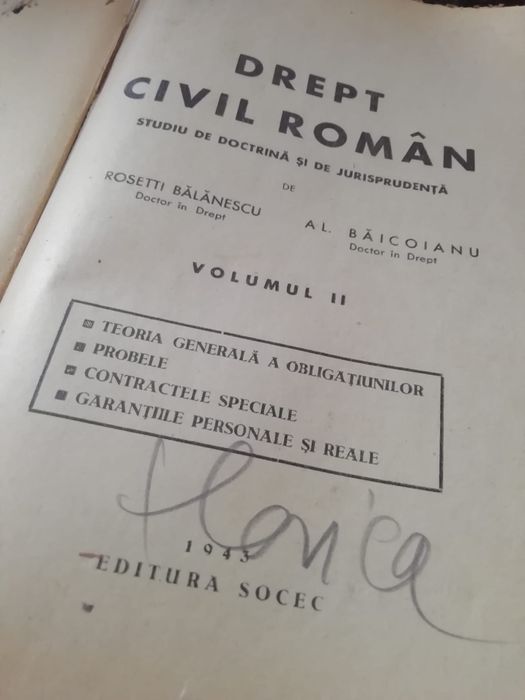 Drept Civil Român din anul 1943 - exemplar de colectie
