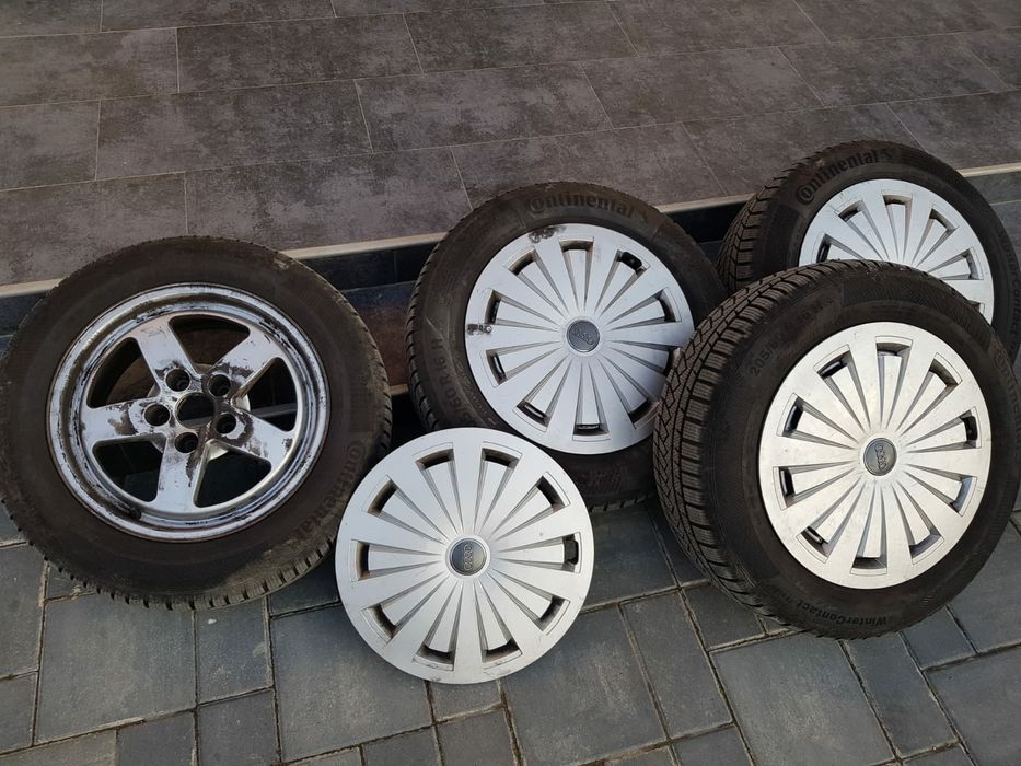 Jante Audi R16 + capace + cauciucuri iarna 205 60 16
