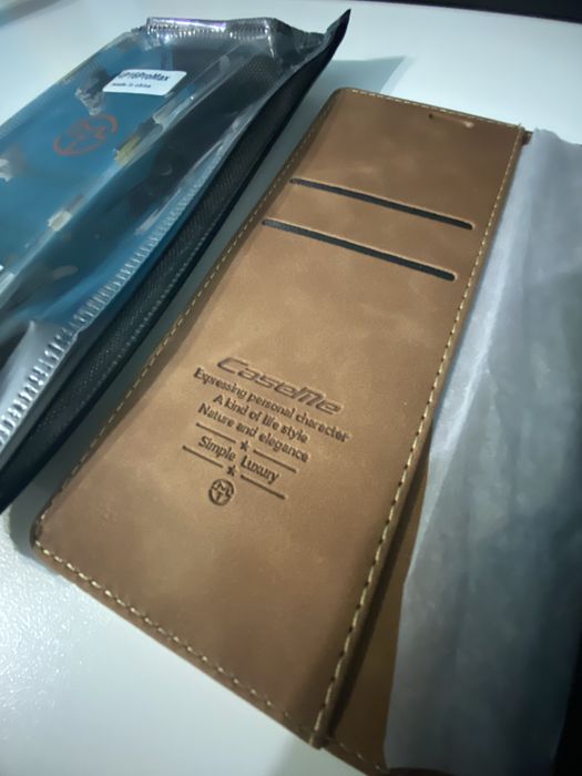 Husa Iphone 16 Pro Max CaseMe din piele noua (tip portofel)