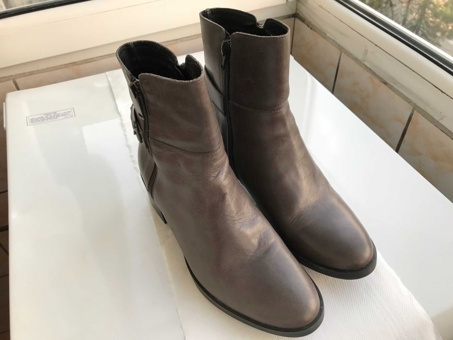 Ghete Dama din Piele Naturala Marime 39 culoare gri inchis (Noi)