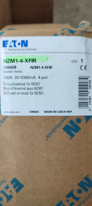 Declanșator pentru curent diferențial Eaton NZM1-4-XFIR