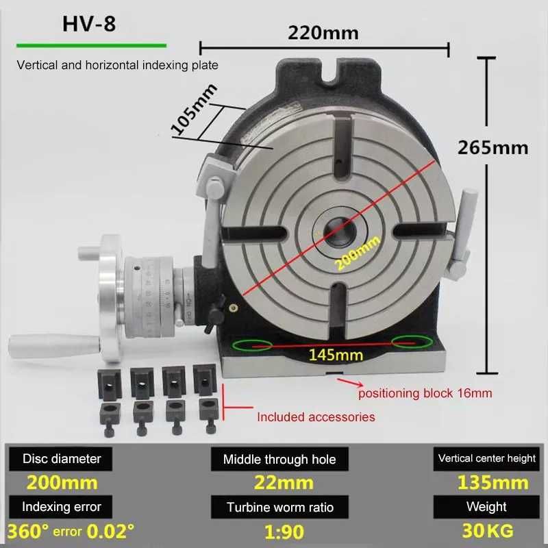 Masa rotativa verticala si orizontala HV8, 200mm
