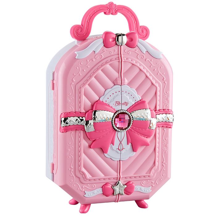 Trusa machiaj copii model gentuta cu maner si funda Rubin, Roz