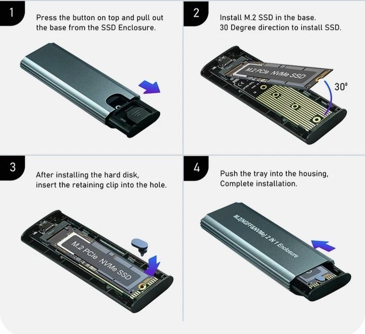 корпус переходник nvme usb ssd m2 2v1