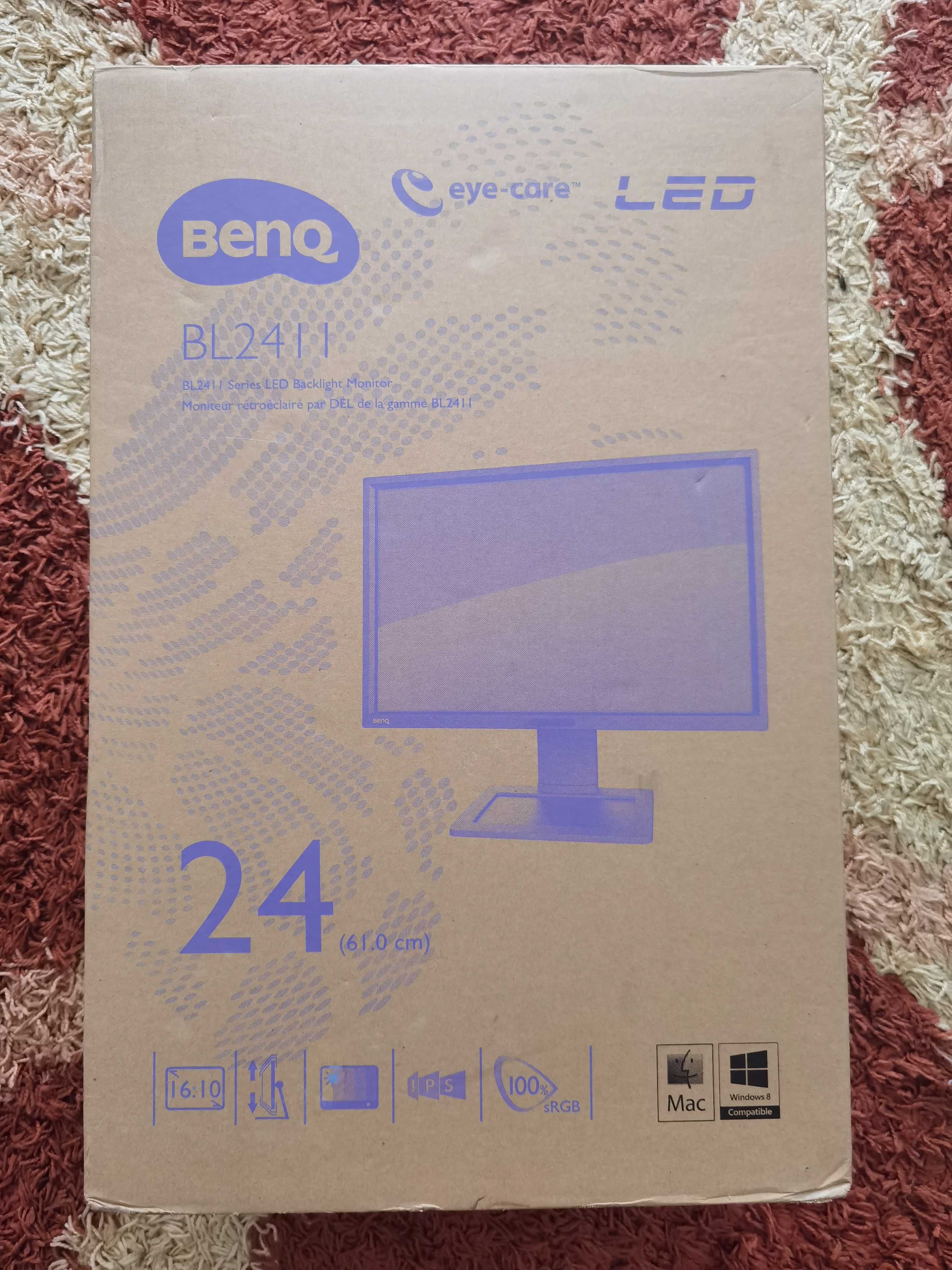 Monitor LED IPS BenQ 24", Wide, Full HD, DisplayPort, DVI, BL2411PT