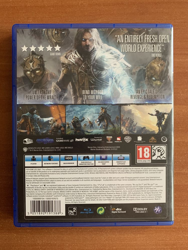 Vand Shadow of Mordor GOTY Play Station 4 (PS4)