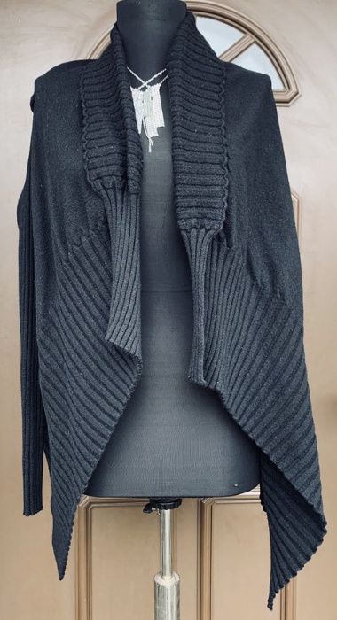 TRUSSARDI T'SPACE Cardigan Asimetric Fashion Chic Negru Lana Original