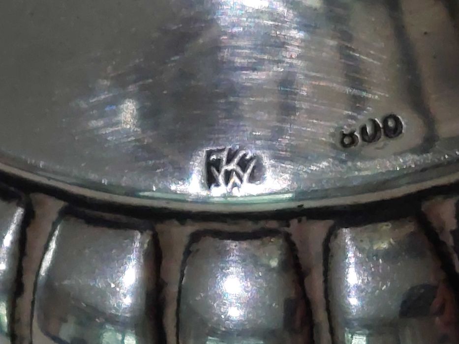 RRR Много рядка сребърна кана/ 19 век/сребро, злато, чаша