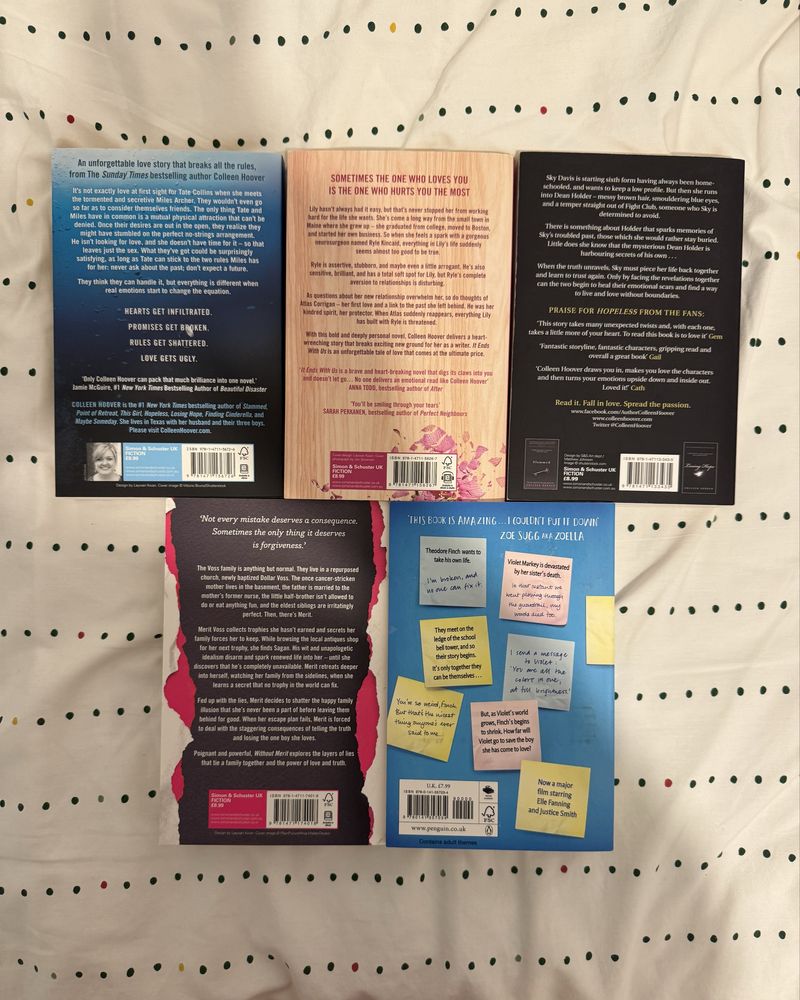 Set 4 cărți Colleen Hoover + All The Bright Places de Jennifer Niven